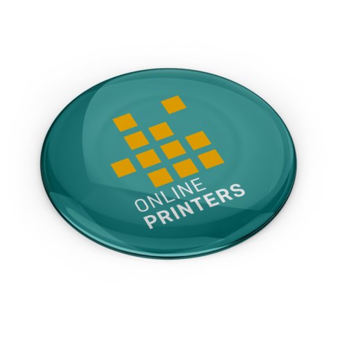 Farbiger 3D-Sticker mit gewölbter Oberfläche.