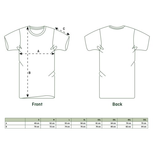 Unisex T-Shirt aus Stoff mit kurzen Ärmeln.