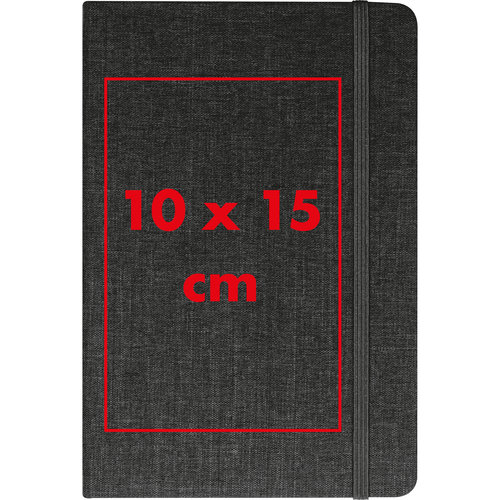 Dunkles Notizbuch mit Gummibandverschluss.