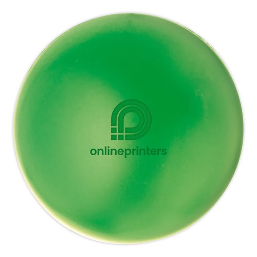Grüner Anti-Stress-Ball aus weichem Material.