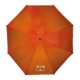 Orangefarbener Regenschirm mit manuellem Öffnungsmechanismus.